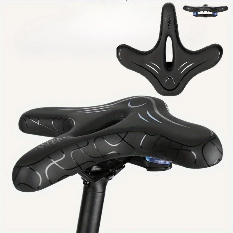 

Wide Adjustable Bike Seat Comfortable Memory Foam Bicycle Saddle Shock Absorbing for Mountain Road City Stationary Exercise Bike