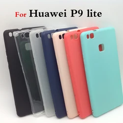 For Huawei P9 lite Ultra-thin Clear TPU and Matte Solid color Cover For Huawei P9 lite Protect Skin Silicon soft case