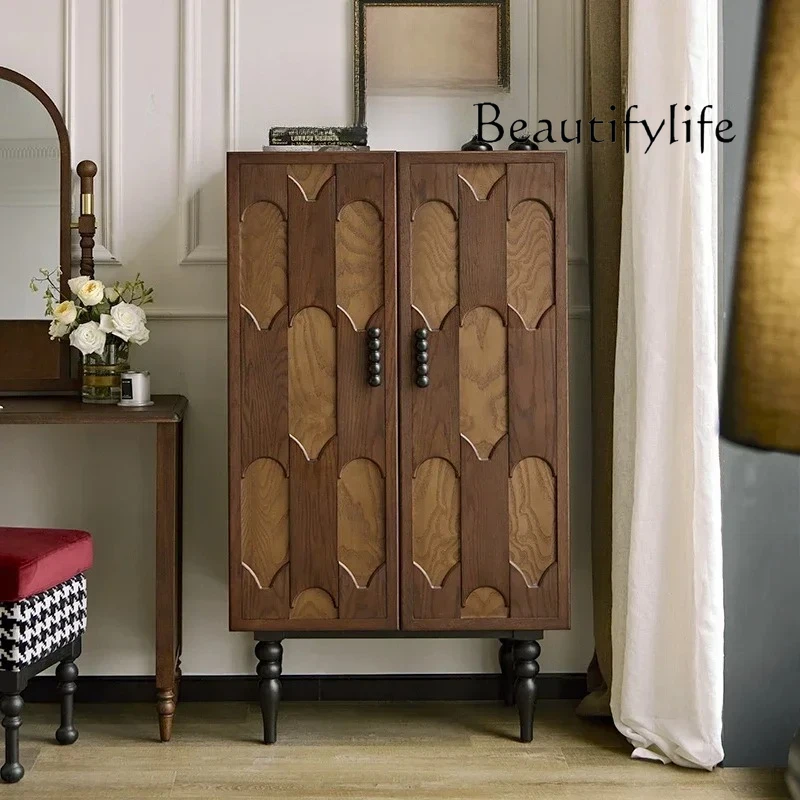 

Medieval French bedroom solid wood chest storage locker retro bedside cabinet living room