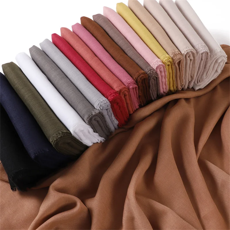 

Muslim solid color headscarf cotton long style women's fashionable shawl Islamic headscarf Ramadan headscarf daily matching