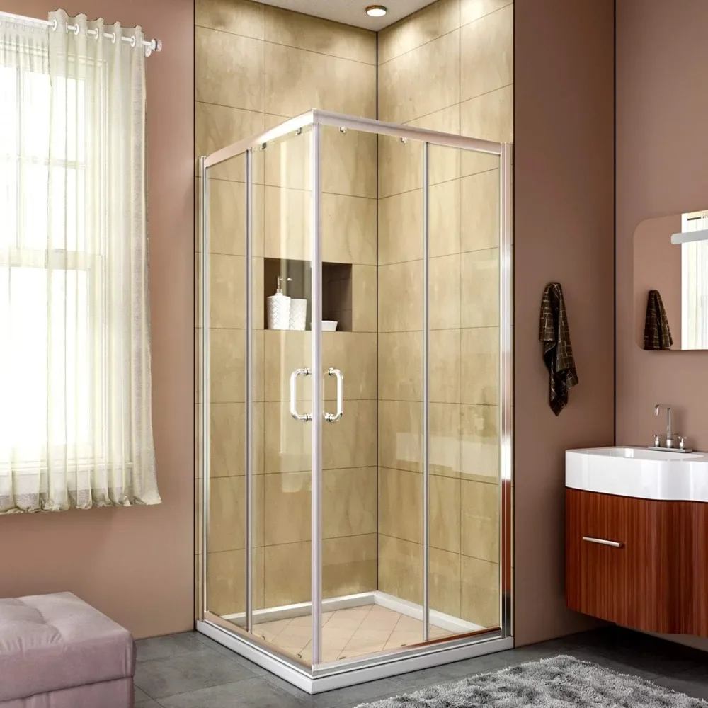 

Corner Shower Enclosure 36. D. X 36. W. X 72. H, Double Sliding Shower Door with 1/4 in. Corner Shower