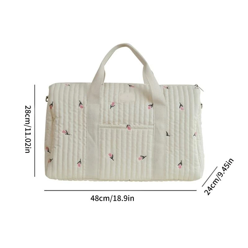 J15U منظم حقيبة الحفاضات الأنيق والواسع للأم يتميز بالتطريز وأنماط حمل متعددة لمناسبات مختلفة #6