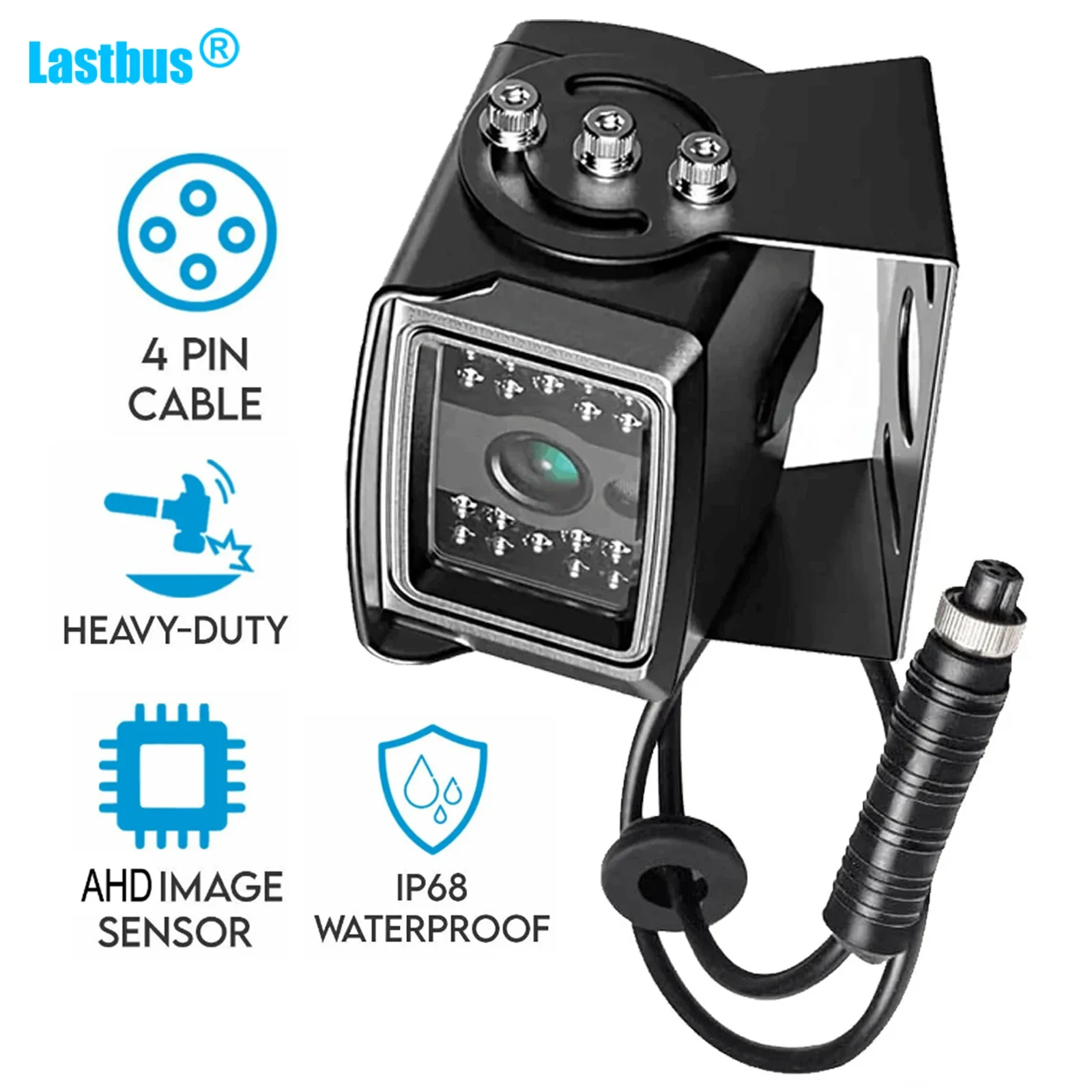 

Lastbus 4-pin Connector Metal Cover Camera 1080P AHD Rear View Backup Reversing Camera IR LED Waterproof 12-24v For Caravan