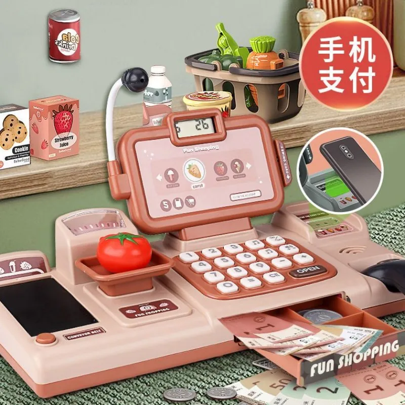 

Kids simulate cash register toy imitating supermarket cashier intelligent test scan Voice prompt play for baby gift house toys