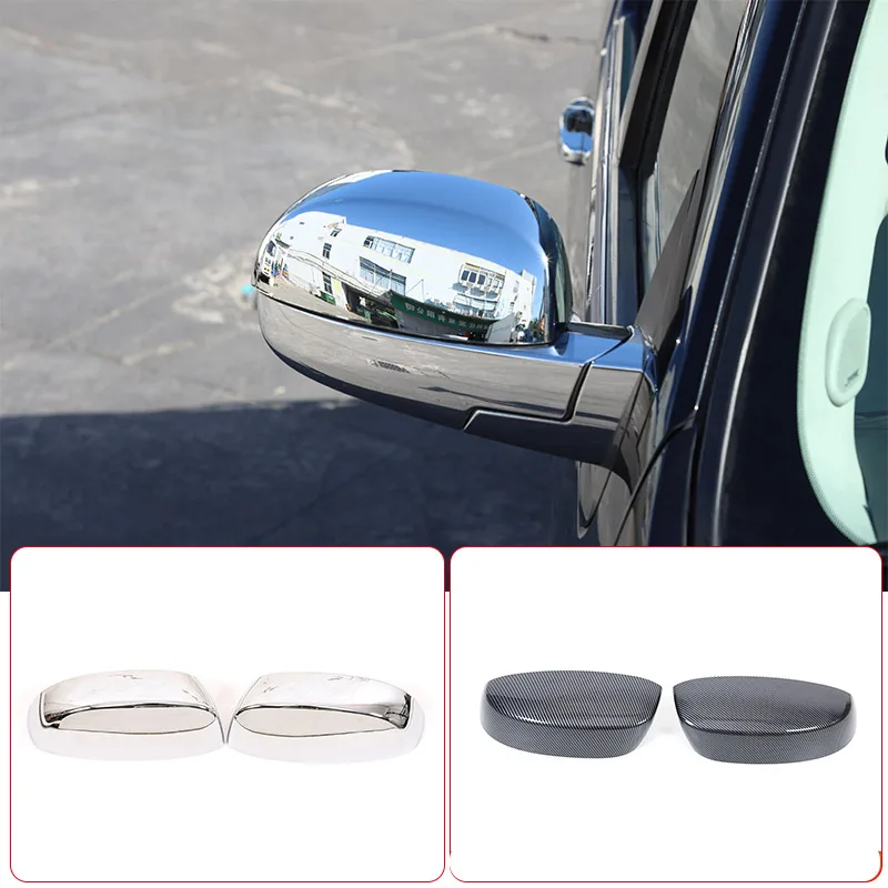 

For Cadillac Escalade 2007-2014 ABS Carbon Fiber/Silver/Black Car Side Rear View Mirror Cap Cover Exterior Accessories