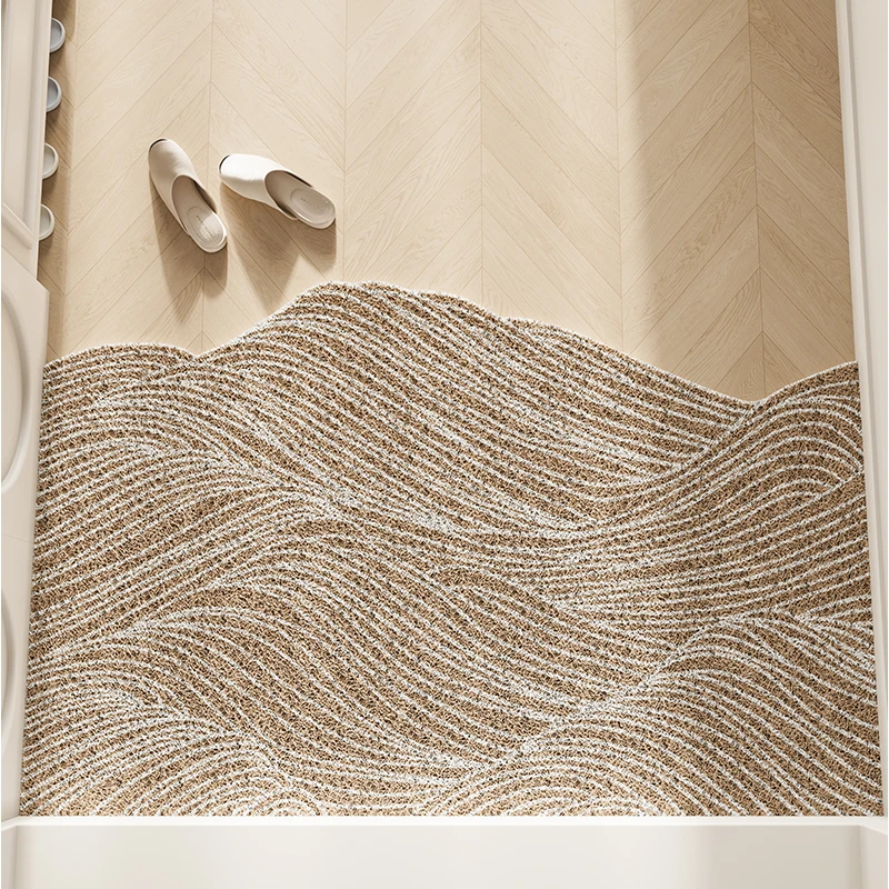 Entrance Mat with Irregular Silk Ring, Entrance Door Mat, Anti Slip Carpet in The Foyer, Dirt Resistant and Foot Free Mat