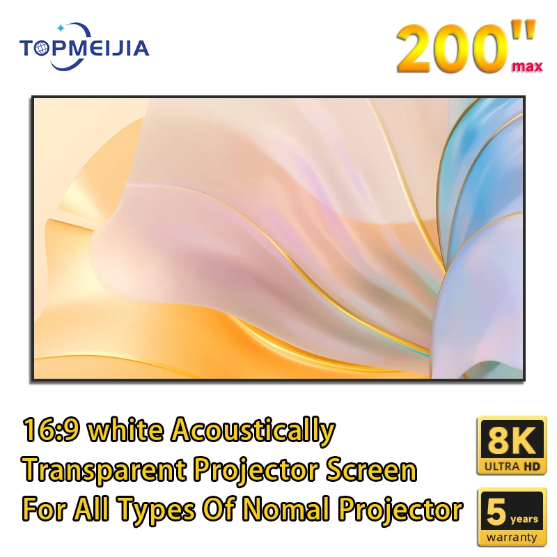 

92 Acoustically Transparent Fabric with Sound Acoustic Projection Screen 16:9 Fixed Frame 1CM Bezel Woven White For Home Cinema