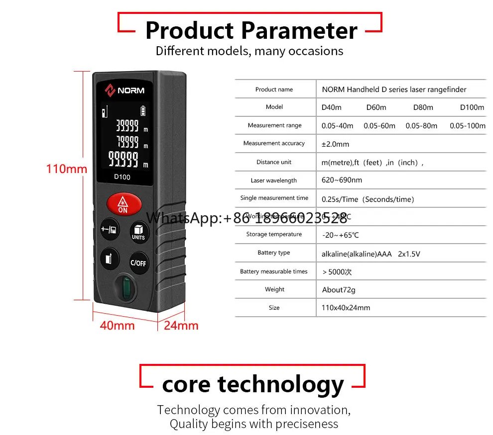 60m New Design Digital Laser Measure Laser Distance Meter For Instrument Measuring Laser Rangefinders