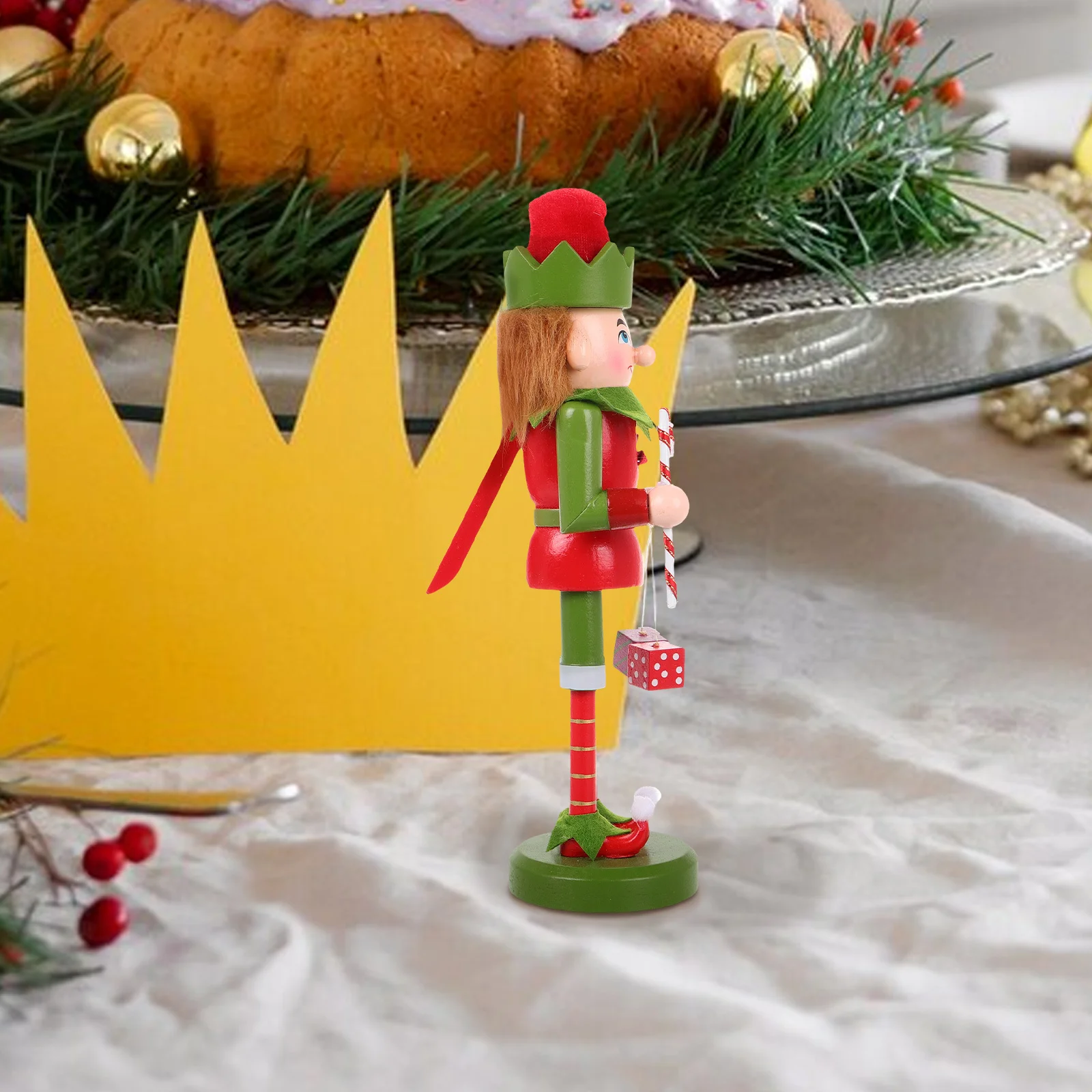 

Wooden Nutcracker Figure Christmas Decor Holiday Tabletop Ornament Traditional Soldier Decoration Craft Xmas Display Home