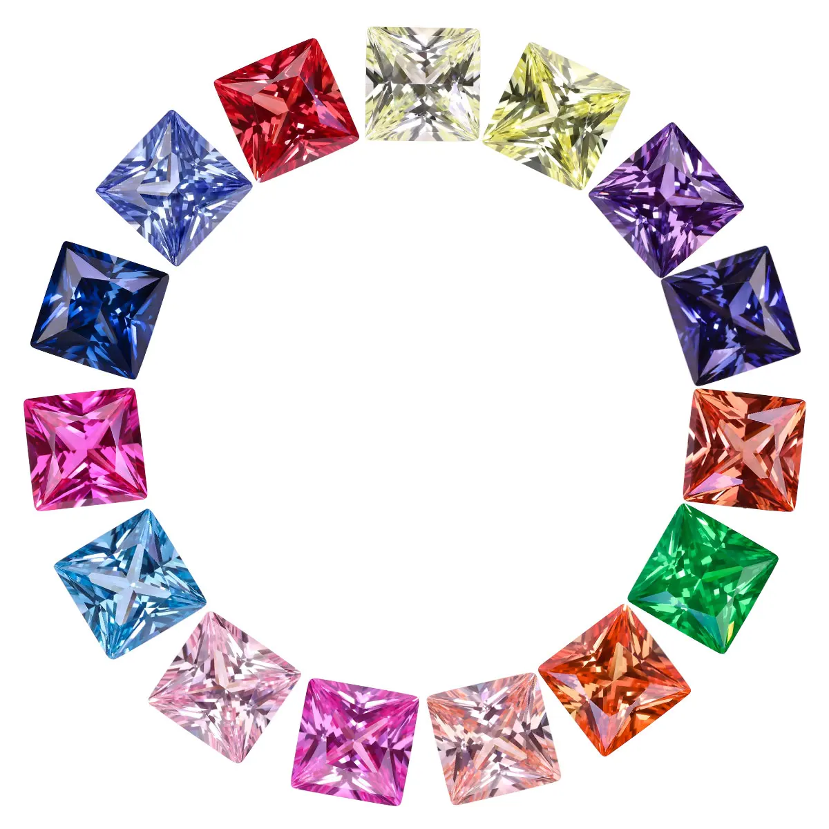 Lab Grown Sapphire Ruby/Cornflower/Padparadscha/Pink Square Princess Cut Synthetic Pass Tester For Making Jewelry Loose Gemstone