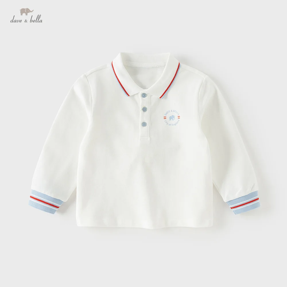 Dave Bella Children Polo Shirt Spring Summer Long Sleeves Boys Cotton Blouse College Style Top Outerwear Kids Clothing DB1260906