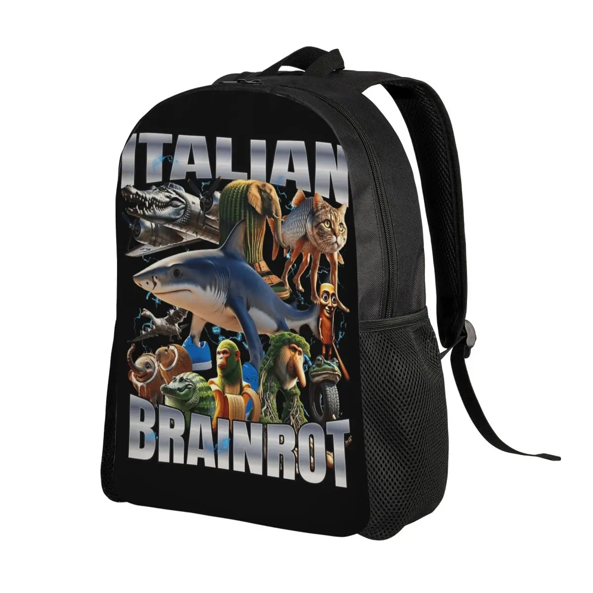 حقيبة ظهر إيطالية Brainrot Tralala للرجال في سن المراهقة في المدرسة الثانوية والمشي لمسافات طويلة والسفر Daypack Brr Brr Patapim كلية حقائب من القماش الرياضية