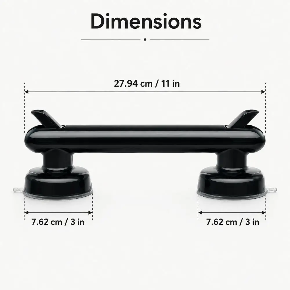 Anti Slip Suction Grab Bar Reusable Balance Support Shower Grab Handle No Drill Installation 11 Inch Balance Support Handle