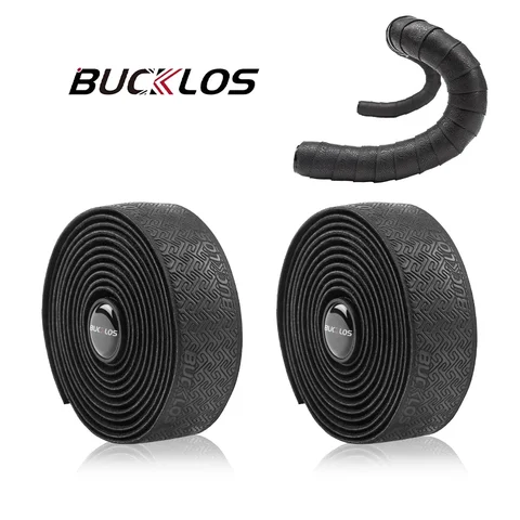 Амортизирующая Лента Для Руля BUCKLOS Для Шоссейных Велосипедов, Противоскользящая, Виброгасящая, С Заглушками, Из Полиуретана