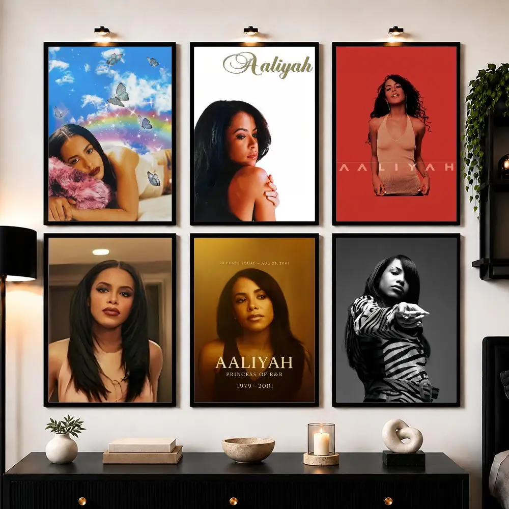 A_Aaliyah Album Poster Wall Art Sticker For Living Room Bedroom Bar Home Decor Mural Painting Decoration