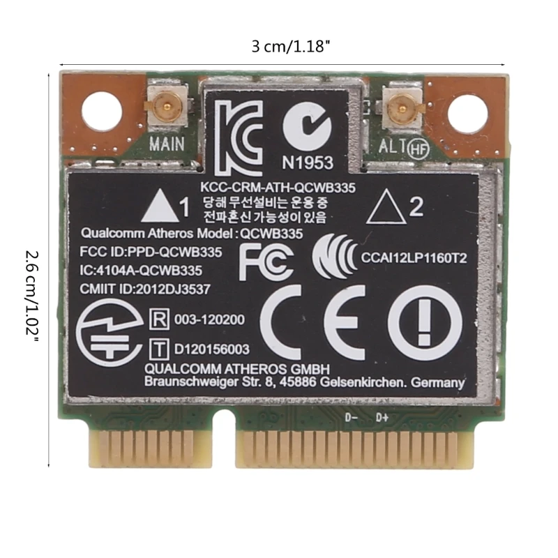 Bezprzewodowa karta WiFi 802.11bgn Half Mini PCie BT4.0 dla HPAtheros QCWB335