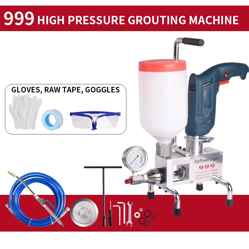 999/910W Epoxy injection pump Epoxy / Polyurethane foam Grouting Machine Steel Hose concrete repair crack 999 high quality grout 