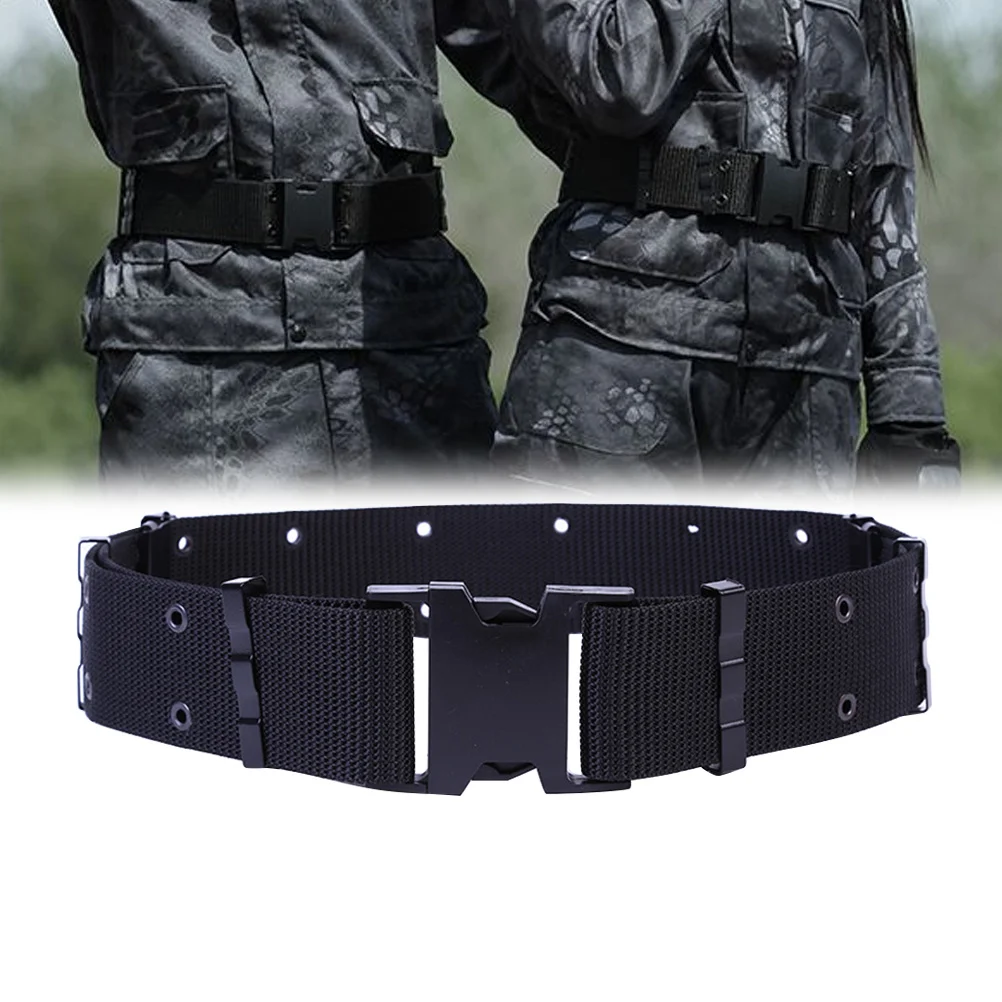 Man Casual Belt Black Canvas Adjustable Outdoor Waistband Men Armed Web Belt Durable Quick Release