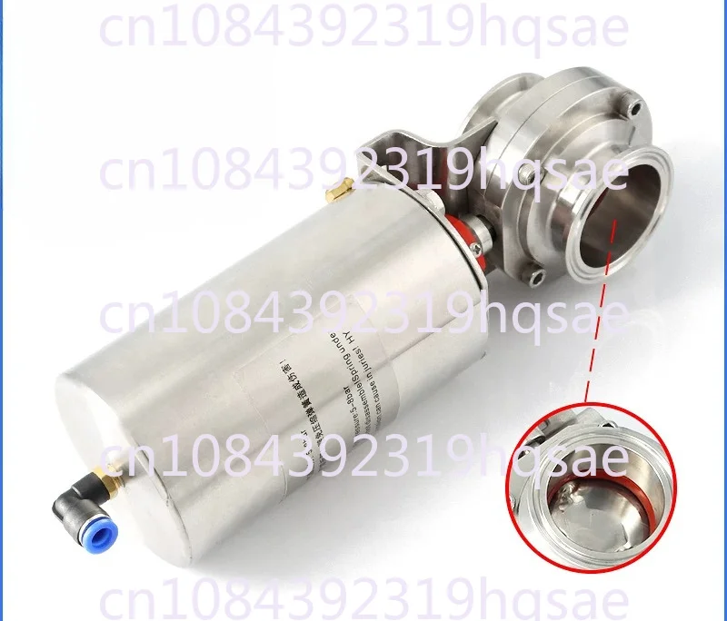 304 Stainless Steel Sanitary Grade Quick Installation Pneumatic Dust Butterfly Valve Clamp Soft Seal Vertical Single Acting