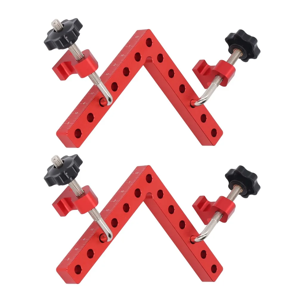

2pcs Aluminium Alloy 90 Degree Positioning Square Clamp Metric Imperial Scale Right Angle Corner Clamp Aluminium Alloy Clamp