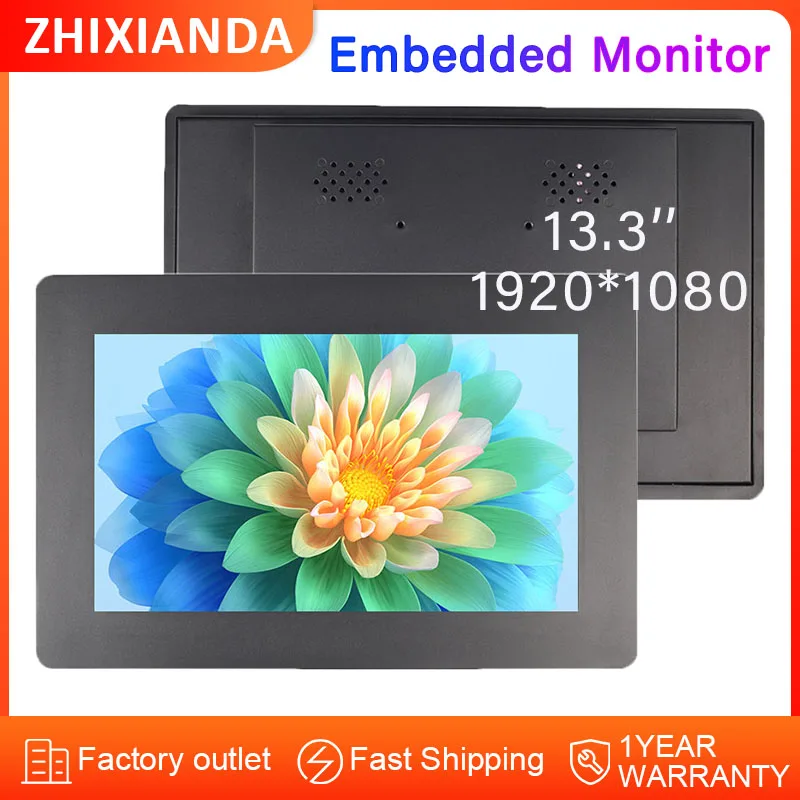 

Factory OEM ODM 13.3 Inch 1920*1080 Panel Mount Touch Display Embedded Monitor with HD VGA Interface for Industry Automation