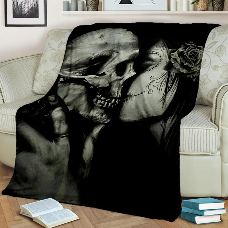 

Horror Female Skull Dead Girl Gothic Blanket,Soft Throw Blanket for Home Bedroom Bed Sofa Picnic Travel Office Cover Blanket Kid