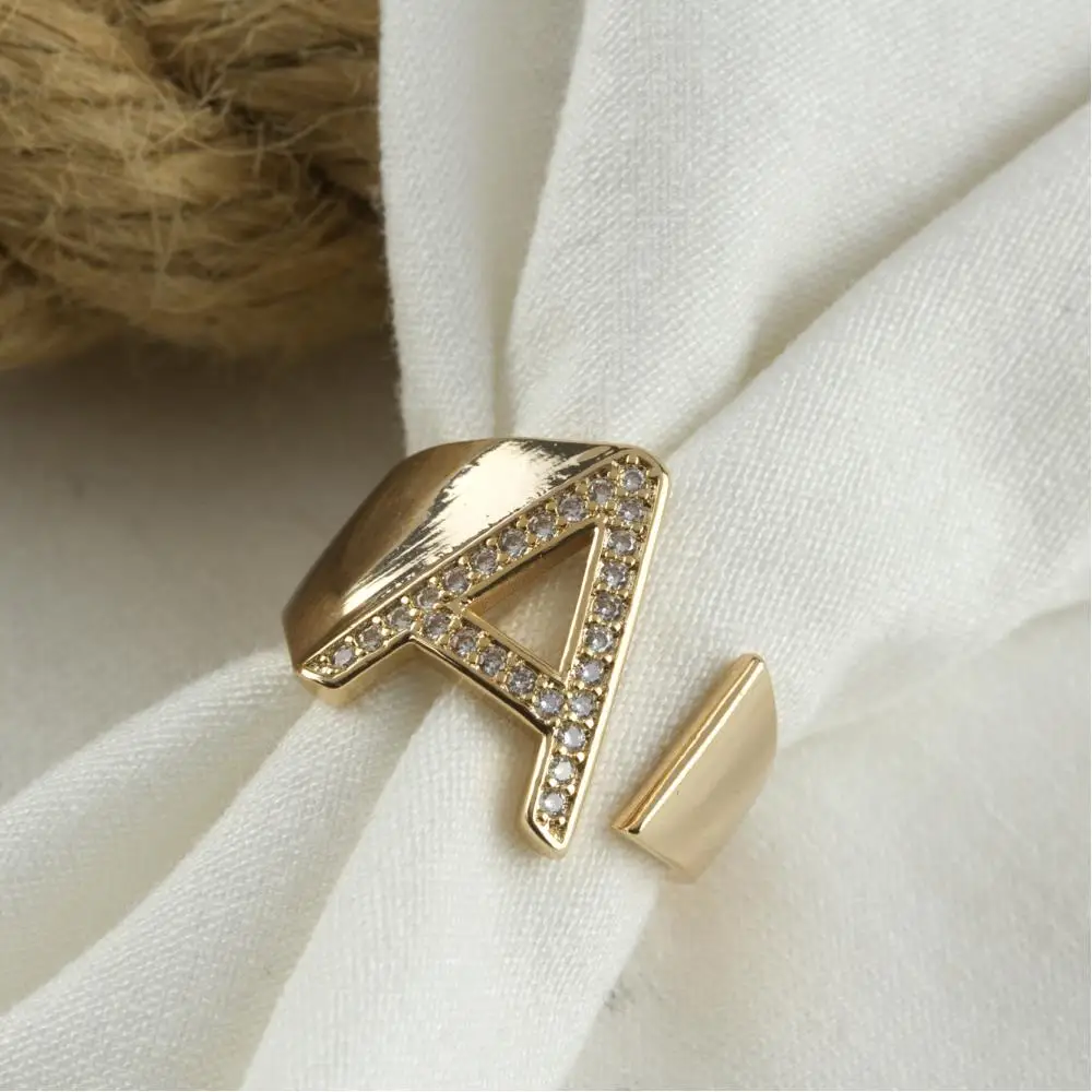 Outlets Letter Zircon Cubic Zirconia Luxury Ring