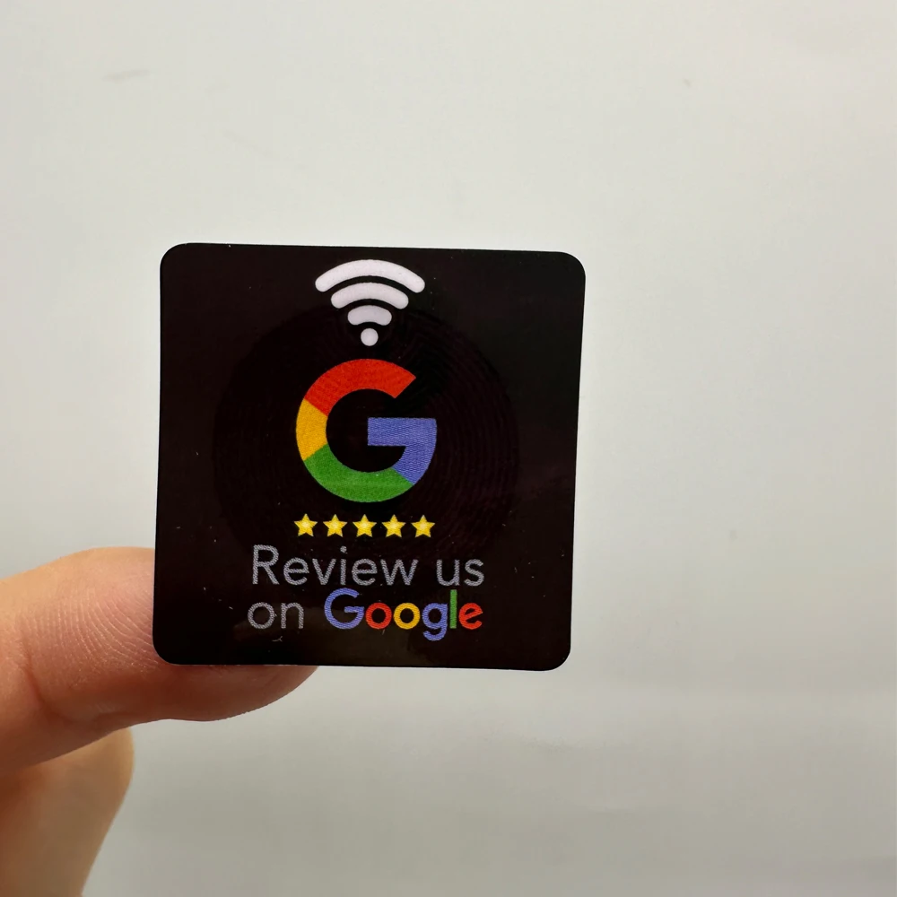 Review Us On Google NFC Tap Review Sticker Tags 30mm Waterproof Google Review Sticker 13.56Mhz NFC215 Adhesive Labels NFC Tags