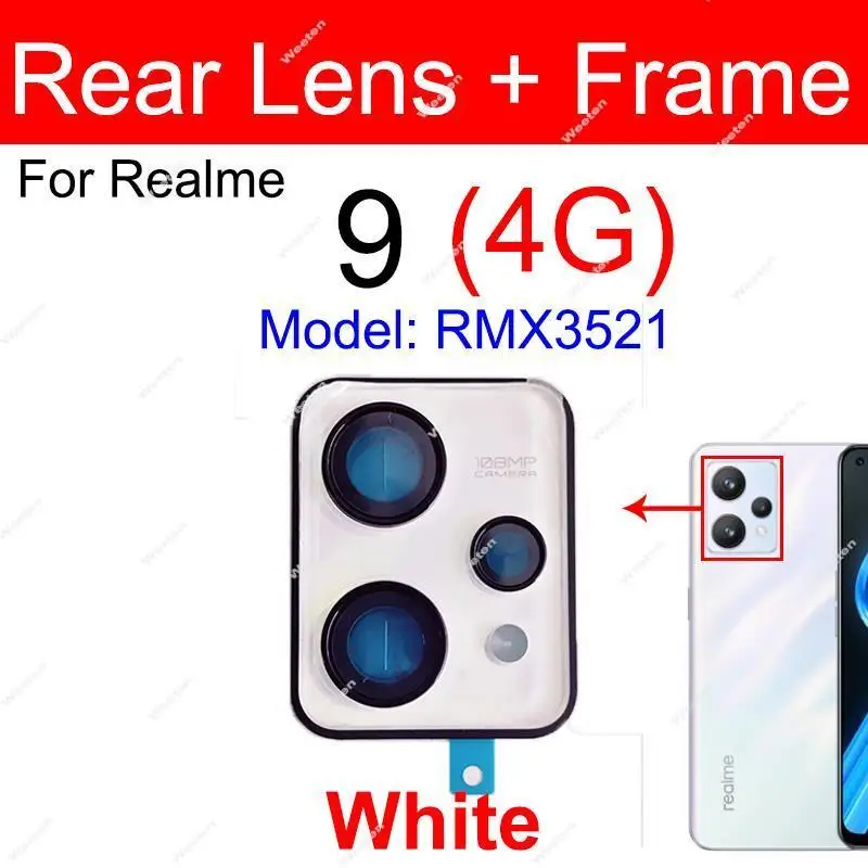 For Realme 9 9Pro 9Pro+ Plus 108MP 64MP 50MP Rear Main Camera Lens Glass Frame Back Lens Glass with Cover Holder Parts