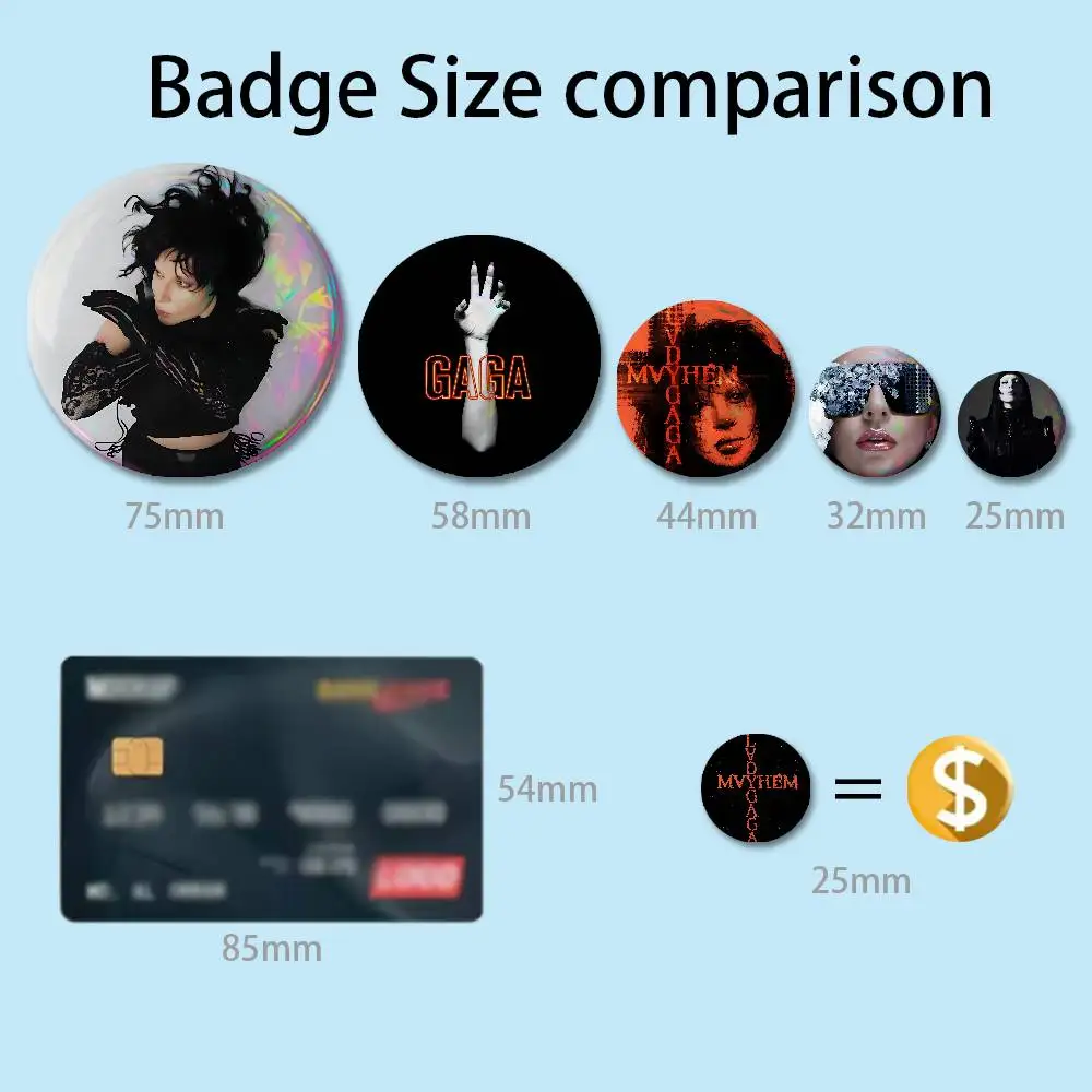Singer L-Lady Gaga Mayhem Pins 58mm Cute Cartoon Badge Handmade Brooches for Backpack Accessories