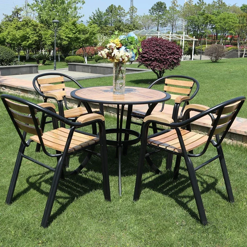 & Minimalist Iron Garden Furniture Sets Home Open-air Patio Furniture Outdoor Set Commercial Cafe Leisure Outdoor Table and Chai