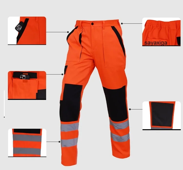 Reflective Safety Pants Thin Work Multi Pockets Hi Vis Pants High Visibility Work Wear Pants Road Construction Safety Trousers