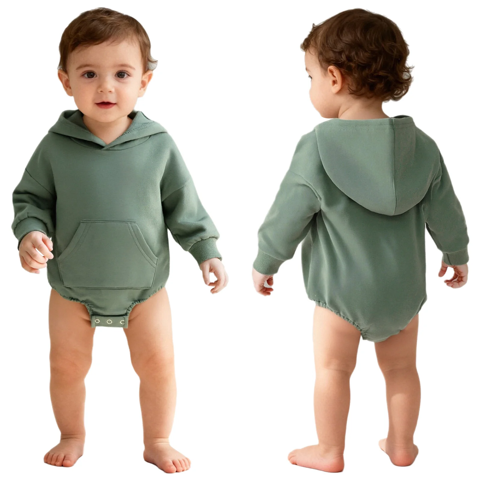 

Одежда для новорожденных мальчиков и девочек, толстовка с капюшоном, комбинезон с длинными рукавами, однотонное боди с карманами, осенне-зимняя весенняя одежда для младенцев