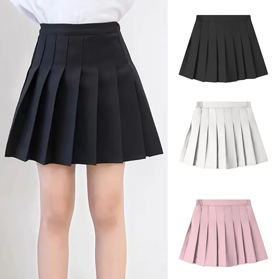 Girls Summer Dress Kids Fashion Solid Color Pleated High Waist A-Line Skirt Children Casual Elastic Waist Mini Skirt Bottoms