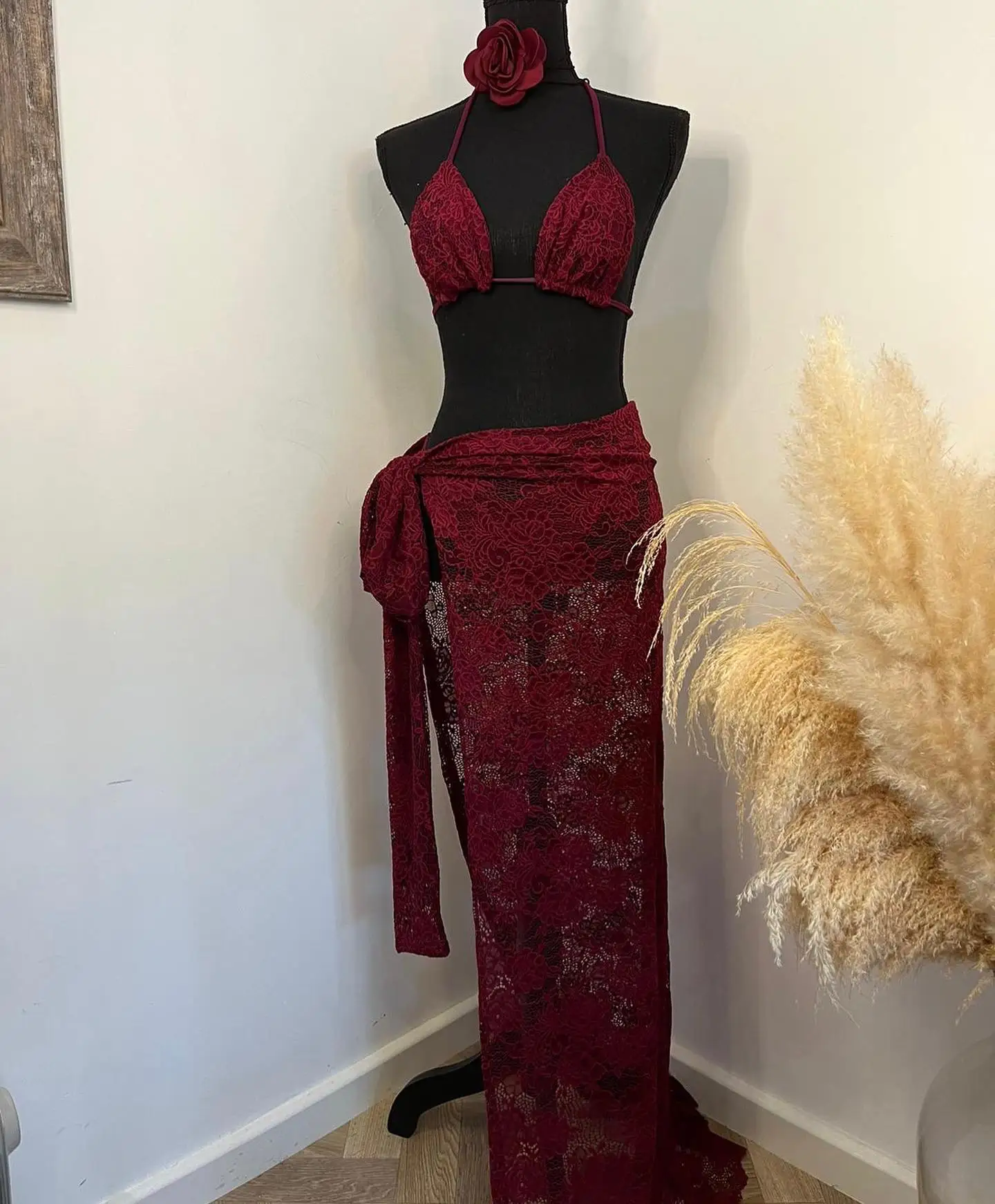 

2024 New Lace Flower Micro Bikini Set With Skirt Women Swimwear Strappy Biquini Swimsuit Sexy Bathing Suit Holiday Beachwear