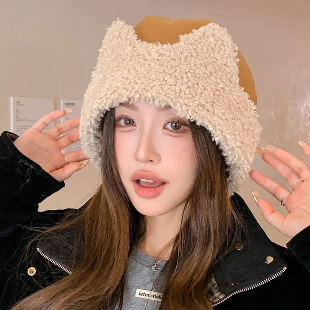 

Универсальная теплая толстая женская шапка-бини, морозостойкая ветрозащитная шапка для защиты ушей, утолщенный пуловер, зимняя уличная шапка