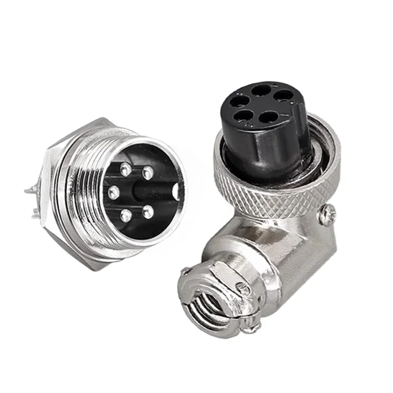 GX16 M16-2 3 4 5 6 7 8 9 10 Pin 16mm Aviation Connector Elbow 90 Degree Right Angle Female Plug Male Chassis Mount Socket