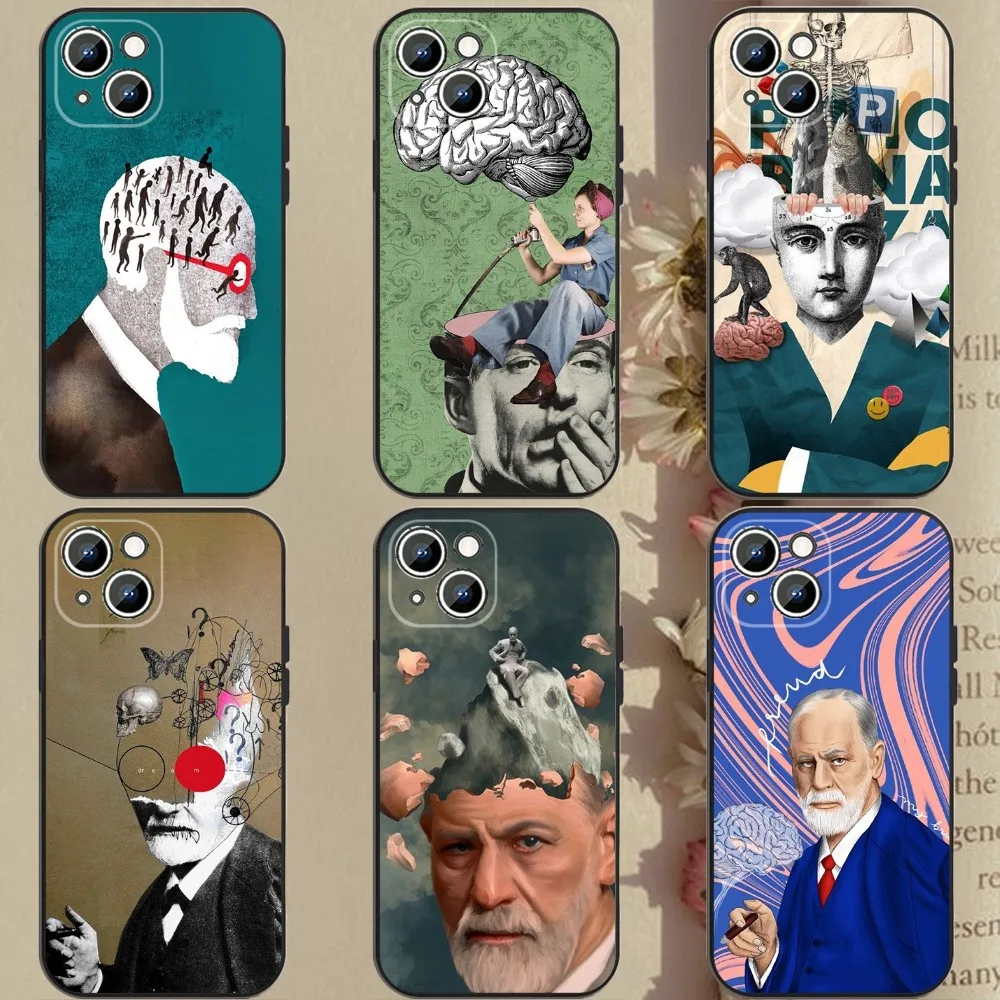 Sigmund psychoanalysis Freud  Phone Case For Apple iPhone 15,14,13,12,11,XS,XR,X,8,7,Pro,Max,Plus,mini Silicone Black Cover