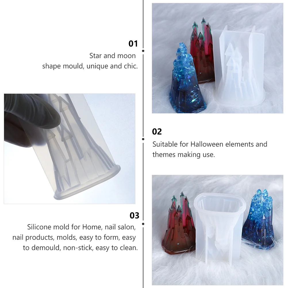 

3D Castle Silicone For Diy Crystal Epoxy Resin Crafts Diy 3D Mold Halloween Decor Castle Shape Making Mold Non-Stick
