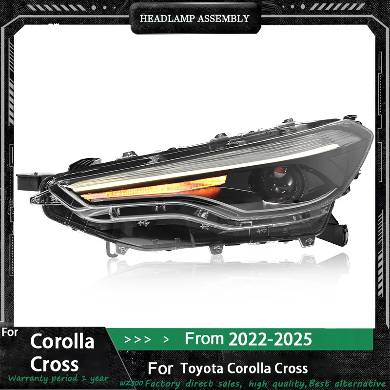 

Фара в сборе для Toyota Corolla Cross 2022-2025, модифицированные высококачественные светодиодные линзы, дневные ходовые огни, аксессуары для указателей поворота
