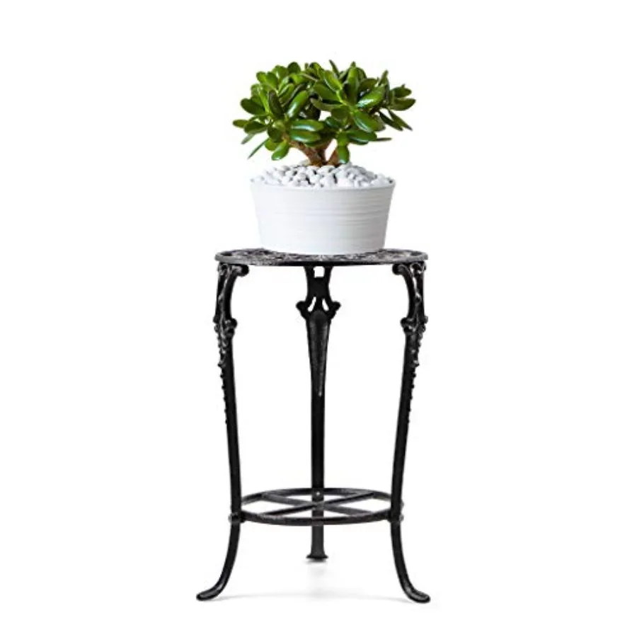 

Plant Stand 18.8 Inch Tall, Cast Iron Potted Plant Stand, 2-Tier Metal Planter Stand, Flower Pot Stand for Living Room, Bedroom