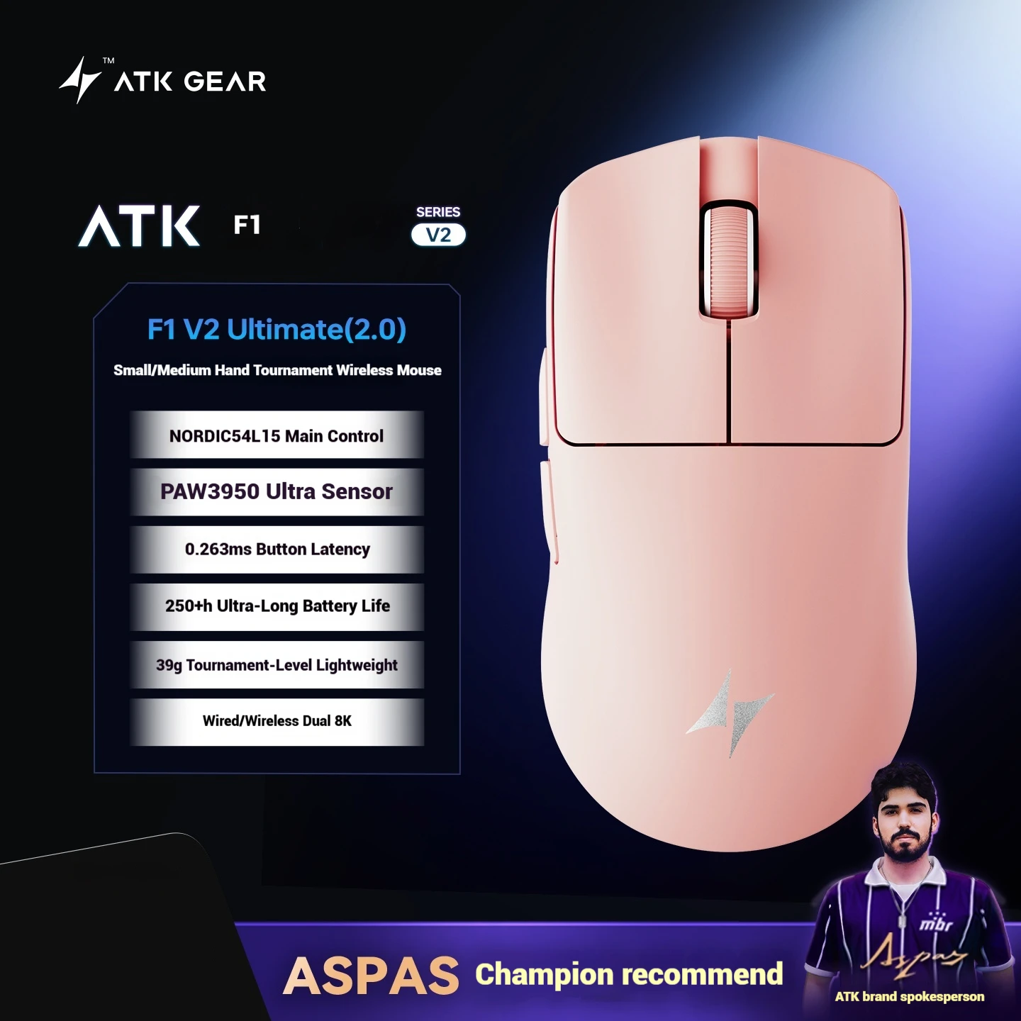 New ATK Blazing Sky F1 V2 Ultimate Wireless Mouse Lightweight