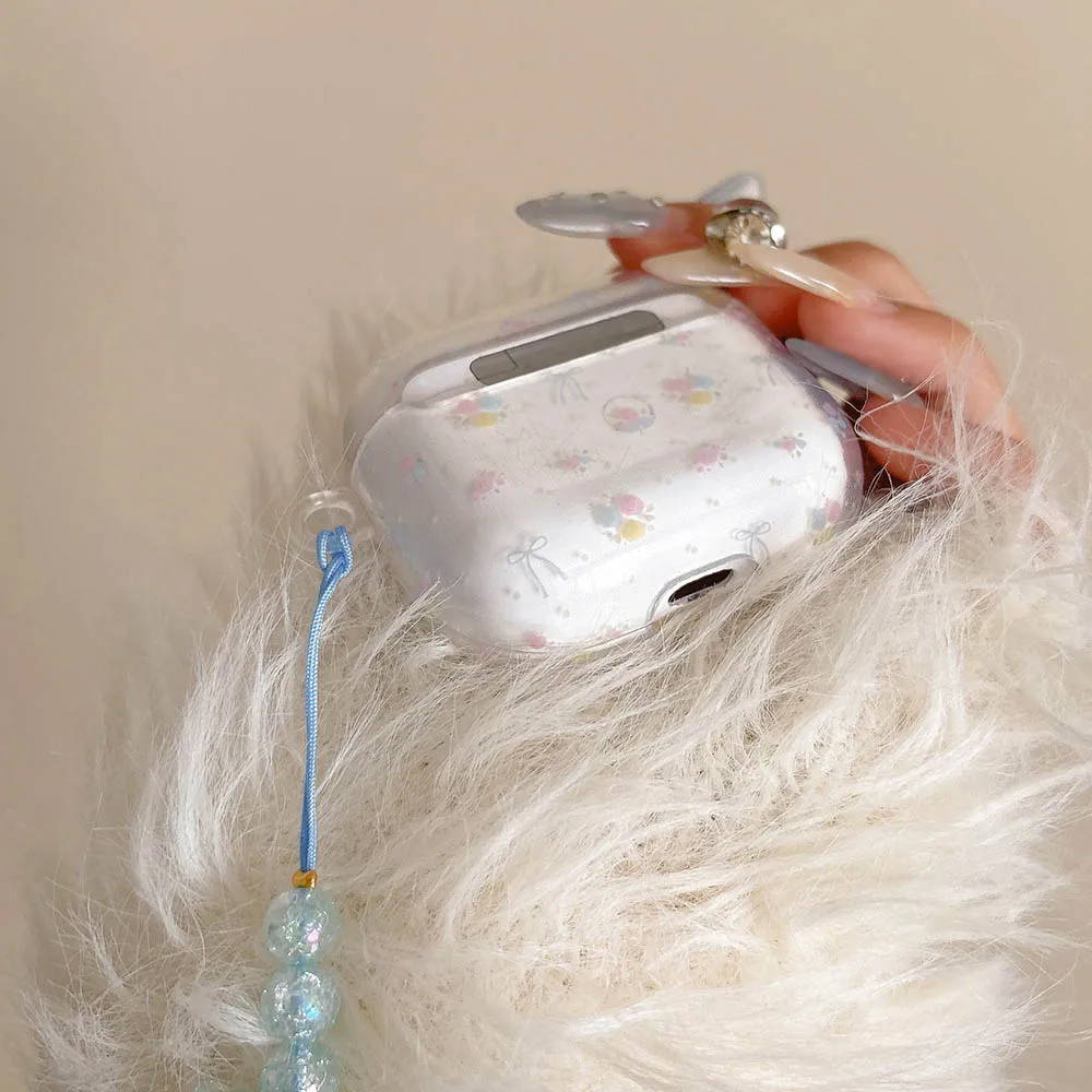 Lovely Floral Flowers For Apple AirPods 1 2 3 4 Pro 2 Cases Headphone Cover 3rd 4th Gen Butterfly Keyring Soft Protective Case