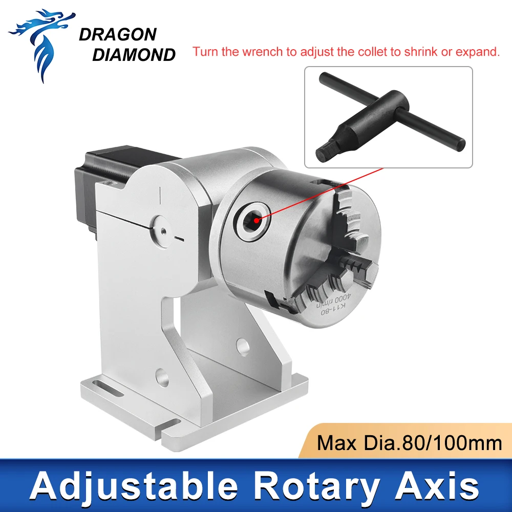 

Rotary Attachment Dia.80/100mm Device Fixture Gripper Three Chuck Rotary Worktable for Laser Marking Parts Machine