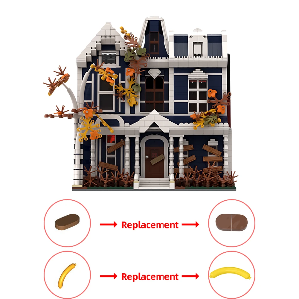 MOC Haunted House Building Blocks, DIY Gothic Mansion Model, Creative Brick Set for Adults and Kids