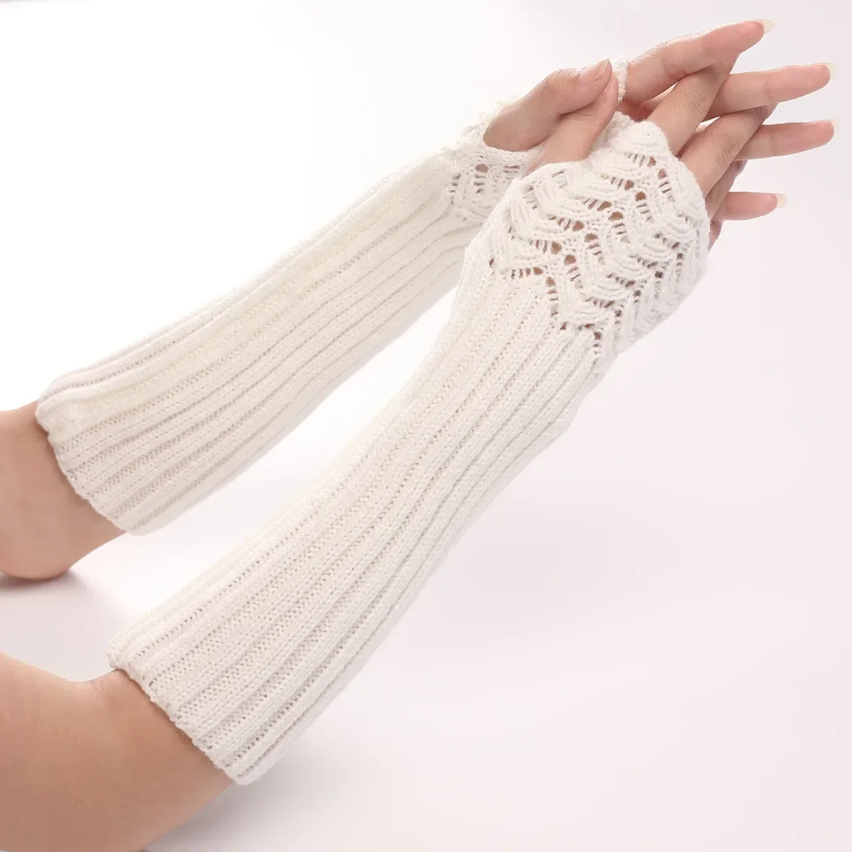 Autumn Winter Knitted Half-finger Fingerless Gloves Warm Full-finger Glove Pratical Mulitstyles Gloves Girls Gothic Arm Sleeves