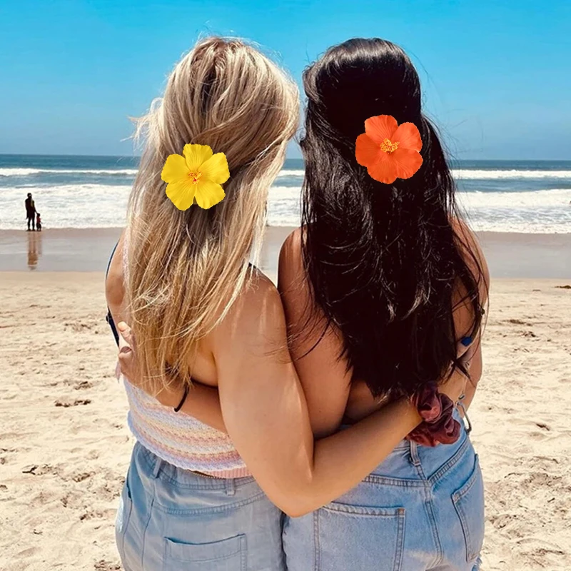 2/5 stücke Hawaiian Blume Haar Clip Sommer Strand Geburtstag Party Hochzeit Dekoration Mädchen Künstliche Ei Blumen Haarnadel Zubehör – Detail 1