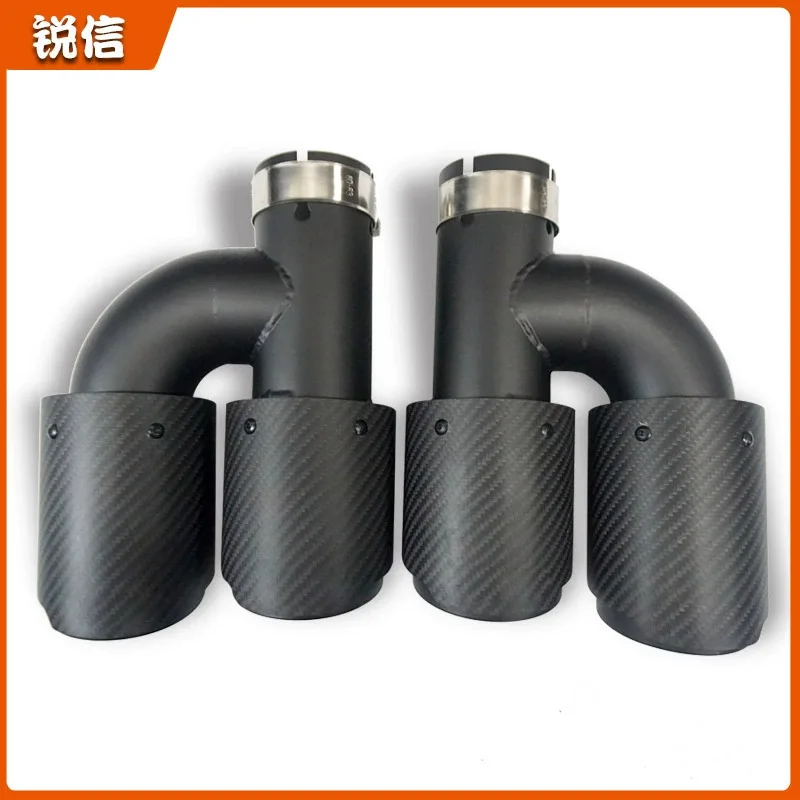 

Suitable for Audi A4A6L modified exhaust pipe H type double carbon fiber tail throat all black Scorpio decorative tail nozzle