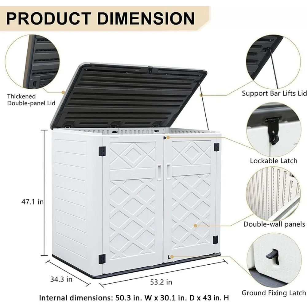 Larger Outdoor Storage Shed Weather Resistance, Horizontal Storage Box Waterproof for Garden, Patios, Backyards