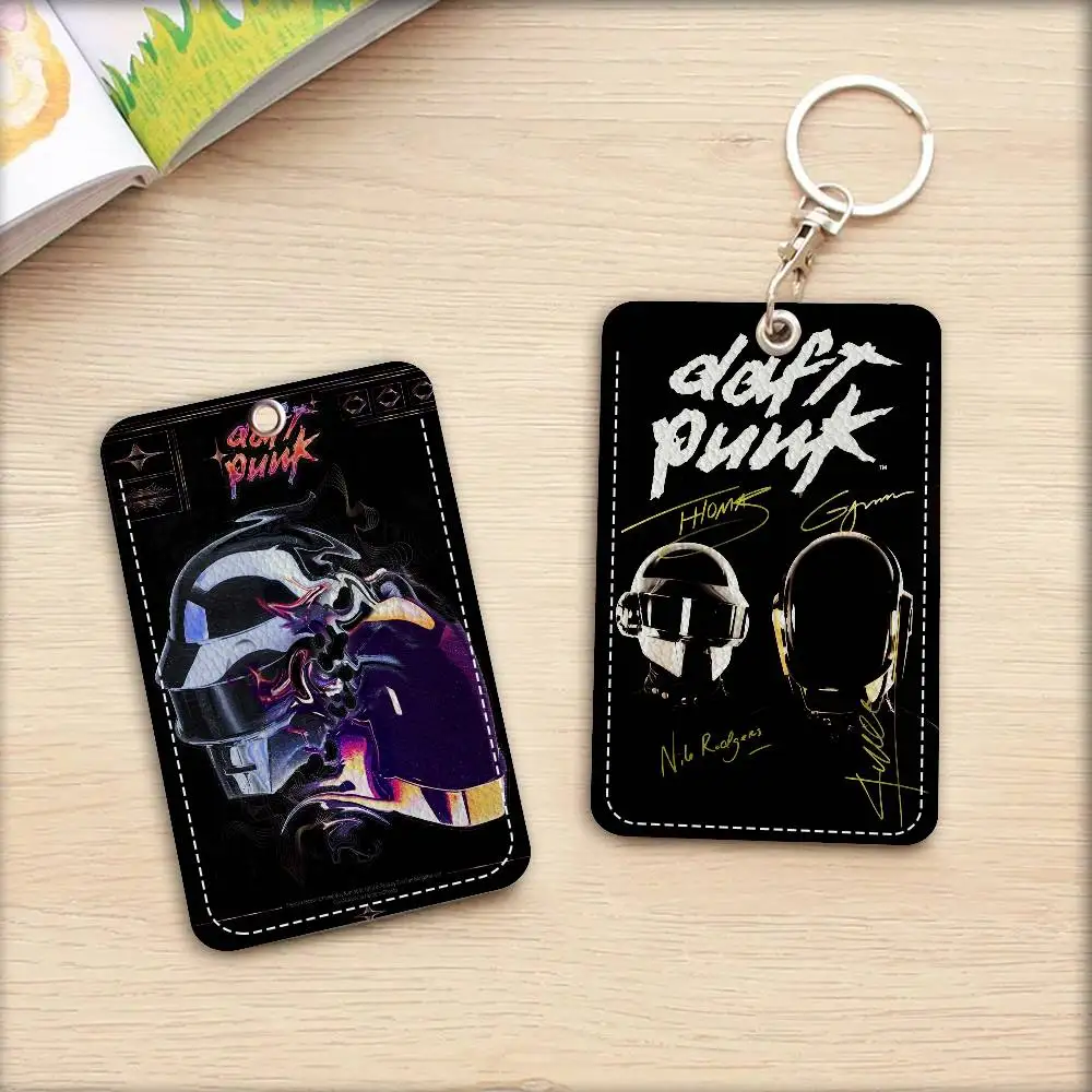 

Daft Punk Rock Band Bank Card,Subway, Bus Card Holder Keychain Key Ring Door Access Tags ID Card Case Keychain Access